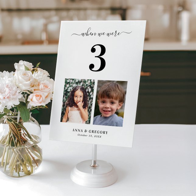 Convites Quando Éramos 3 Fotos de Infância Número da Tabela (Criador carregado)