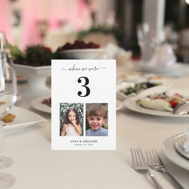 Convites Quando Éramos 3 Fotos de Infância Número da Tabela (Criador carregado)