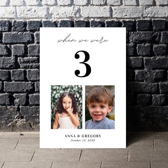 Convites Quando Éramos 3 Fotos De Infância Número De Tabela (Criador carregado)