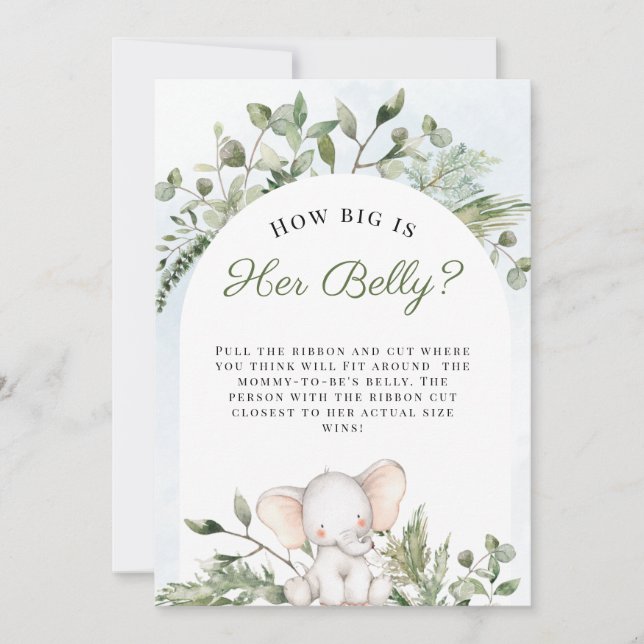 Convites Quão Grande É O Seu Belly Boy Blue Chá de fraldas  (Frente)