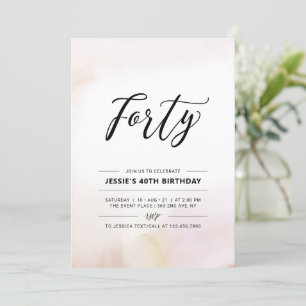 Convites Quarenta   Água-forte de festa de aniversário de 4