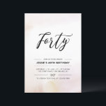 Convites Quarenta | aniversário de 40 anos de mínimo aquare<br><div class="desc">Celebre seu dia especial com este simples convite de festas mínimo de aniversário de 40 anos. Este design apresenta um script de na moda com letra "Quarenta" com um fundo de textura de pincel de aquarela neutra. Mais convites para aniversários adultos e material de festa estão disponíveis no meu compro...</div>