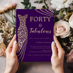 Convites Quarenta e Dourado aniversário de 40 anos de facet<br><div class="desc">Convite de festas para 40 e Fab,  roxo e Dourado Disponível como convite eletrônico digital Variações para o convite e itens correspondentes em nossa loja</div>