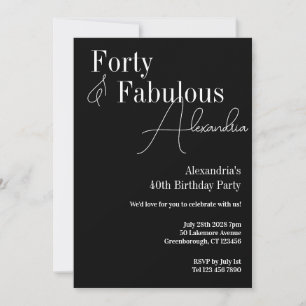 Convites Quarenta e fabulosa Festa de aniversário branca e 