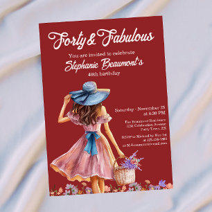 Convites Quarenta e Fabulosa Mulher Elegante Aniversário de