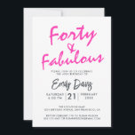 Convites Quarenta e Fabuloso Rosa Brilhante | aniversário d<br><div class="desc">Um convite para fotos chique, elegante e aniversário de 40 anos que você pode personalizar e enviar para a sua festa da quadragésima festa de aniversário. As palavras "quarenta e fabuloso", em preto e rosa claro, são utilizadas na escrita de na moda e na tipografia moderna. Desenvolvido exclusivamente para você...</div>