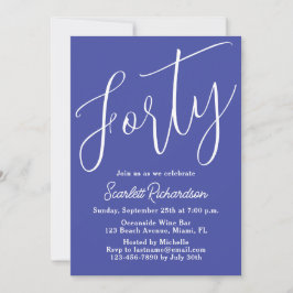 Convites Quarenta e moderna Lavanda de Script Purple