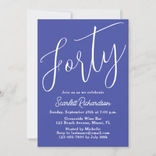 Convites Quarenta e moderna Lavanda de Script Purple