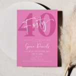 Convites Quarenta e quarenta e quarenta e quarenta Festas d<br><div class="desc">Este é um 40º Convite de aniversário rosa quarenta e quarenta!</div>