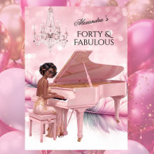 Quarenta Fabuloso Elegante Aniversário Rosa Branco