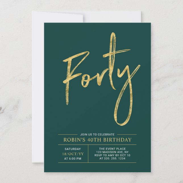 Convites Quarenta | Festa de Aniversário de 40 anos Moderna (Frente)