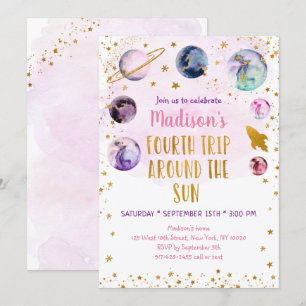 Convites Quarta Viagem De Galáxia Rosa Em Torno Do Anivers