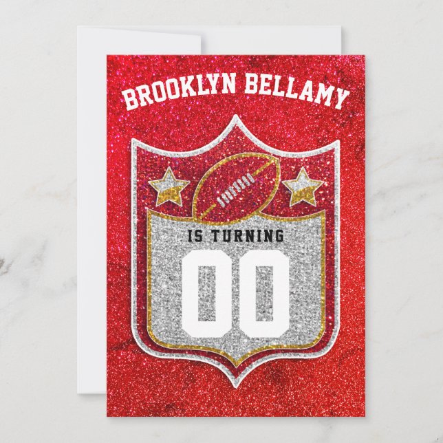 Convites Quarterback das Cores da Equipe de Futebol Vermelh (Frente)