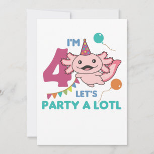 Convites Quarto Aniversário Axolotl, 4 anos, Sweet Axolotl