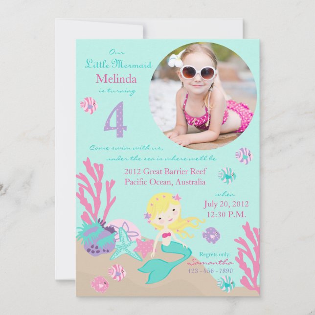 Convites Quarto Aniversário da Loira de Sereia (Frente)