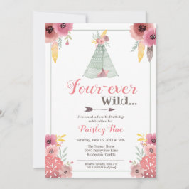 Convites Quarto Aniversário das Raparigas Wild Boho