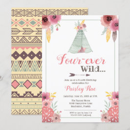 Convites Quarto Aniversário das Raparigas Wild Boho