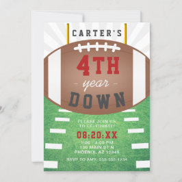 Convites Quarto Ano de Baixo Tema de Futebol 4º Aniversário