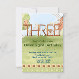 Convites Quarto de fazenda bonito, terceiro aniversário