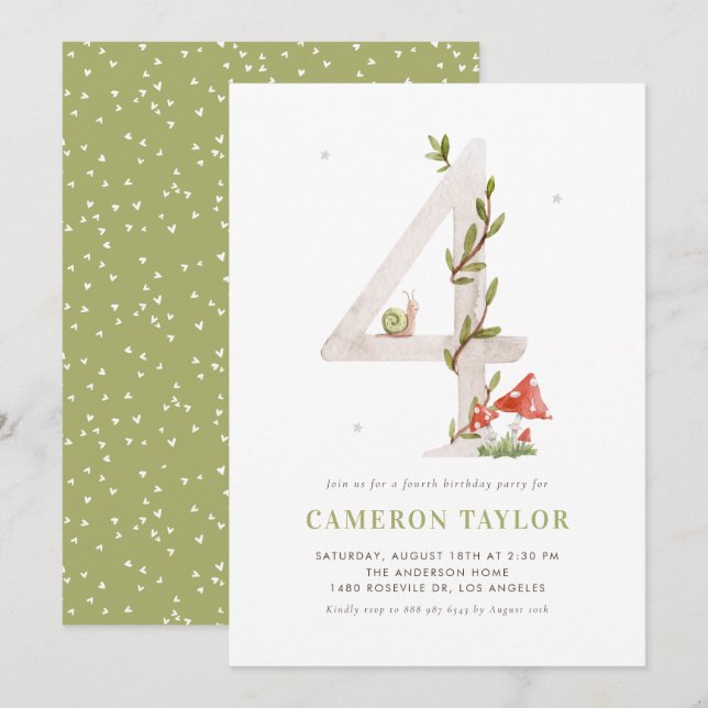Convites Quarto Festa de aniversário de Woodland (Frente/Verso)