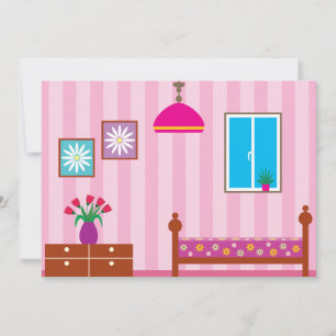 Convites Quarto Infantil Floral Rosa