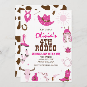 Convites Quarto Rodeo Rosa Quente, Ocidental 4º Aniversário