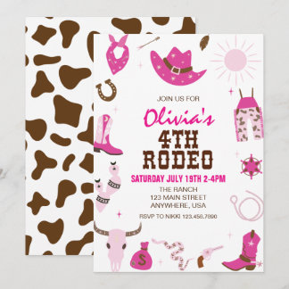 Convites Quarto Rodeo Rosa Quente, Ocidental 4º Aniversário