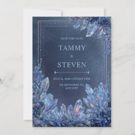 Convites Quartzo Azul Luminoso Dourado em Armação Tripla pa