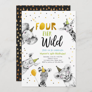 Convites Quatro Animais De Festas Selvagens Safari Boy Aniv