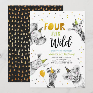 Convites Quatro Animais De Festas Selvagens Safari Garoto A