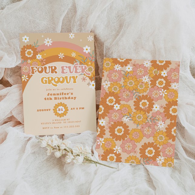 Convites Quatro anos de aniversário retrógrados (Criador carregado)