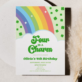 Convites Quatro é um Charm Rainbow 4º aniversário