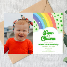 Convites Quatro é uma Charm Rainbow Clover 4ª Festa de Aniv