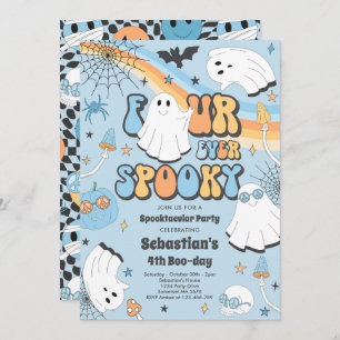 Convites Quatro Eterno Spooky Halloween Groovy Ghost Birthd