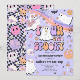 Convites Quatro Eterno Spooky Halloween Groovy Ghost Birthd