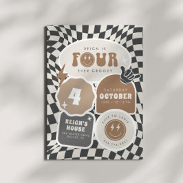 Convites Quatro Ever Groovy | Festa de Patinadores Retro Bo