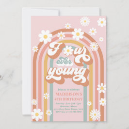 Convites Quatro Ever Young Boho Daisy Rainbow 4º Aniversári