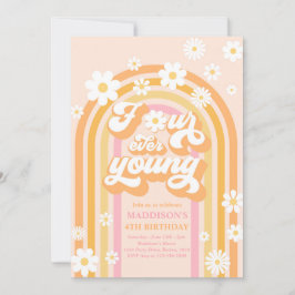 Convites Quatro Ever Young Boho Daisy Rainbow 4º Aniversári