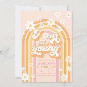 Convites Quatro Ever Young Boho Daisy Rainbow 4º Aniversári