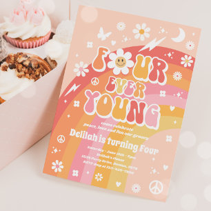 Convites Quatro Ever Young Hippie 4ª Festa de Aniversário