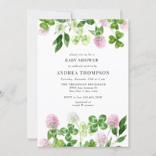 Convites Quatro Folheto Folha   Folhas de Shamrock   CHÁ DE