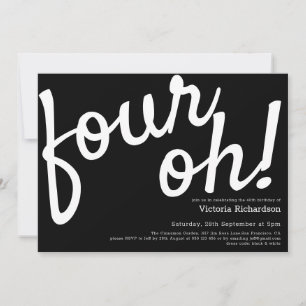 Convites Quatro! Minimalista de diversão branca aniversário