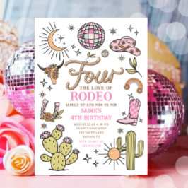 Convites Quatro o amor pela vaqueira Rodeo Disco Aniversári