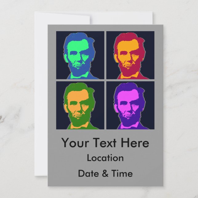 Convites Quatro Pop Art Abraham Lincolns (Frente)