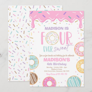 Convites Quatro Rosquinha Doce Festa de Aniversário