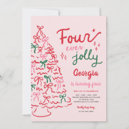 Convites Quatro Sempre Alegre Coquete Natal 4º Aniversário
