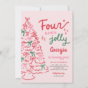 Convites Quatro Sempre Alegre Coquete Natal 4º Aniversário