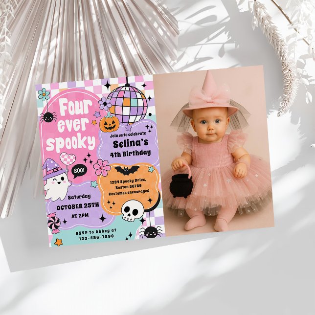 Convites Quatro Sempre Assustador Cute Fantasma de Hallowee (Criador carregado)