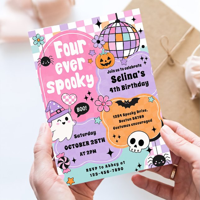 Convites Quatro Sempre Assustador Cute Fantasma de Hallowee (Criador carregado)