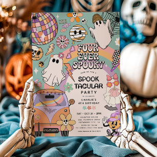 Convites Quatro Sempre Assustador Retro Halloween 4º Aniver